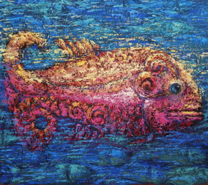 картина рыба, сказочная рыба, красивая рыба, розовая рыба
