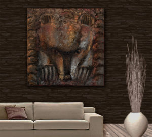 картина для гостиной, большая картина на стену, картина с медведем