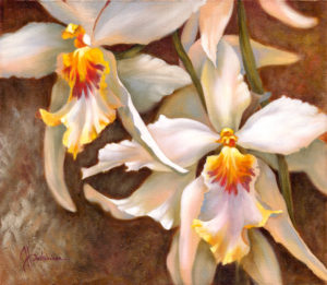 белые орхидеи, картина белые цветы, большая картина, картина с большими цветами