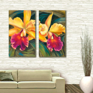 желтые орхидеи, желтые цветы, живопись цветы,, картина на холсте цветы, картина в гостиную, декор для стен