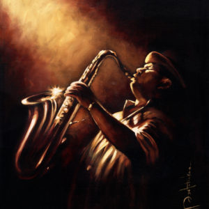 саксофон, саксофонист, картина маслом саксофонист