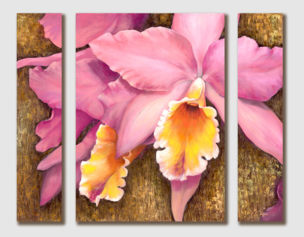 Модульная картина на холсте. Триптих Розовые орхидеи